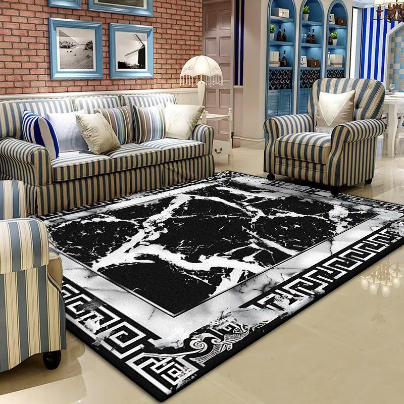 Chinese Style Carpets for Living Room Non-slip kitchen floor carpet Easy Clean Light Luxury Black Large Rug Bedroom Bath mat