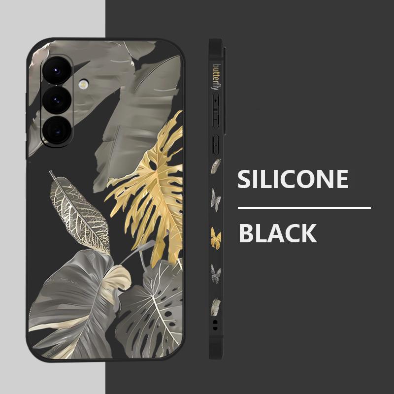 Withered Leaves Patterned Silicone Phone Cover For Samsung Galaxy A56 A17 A26 A16 A36 A55 A54 A53 A15 S24 S25 S25 S22 S23 Plus Lanyard Soft Cover