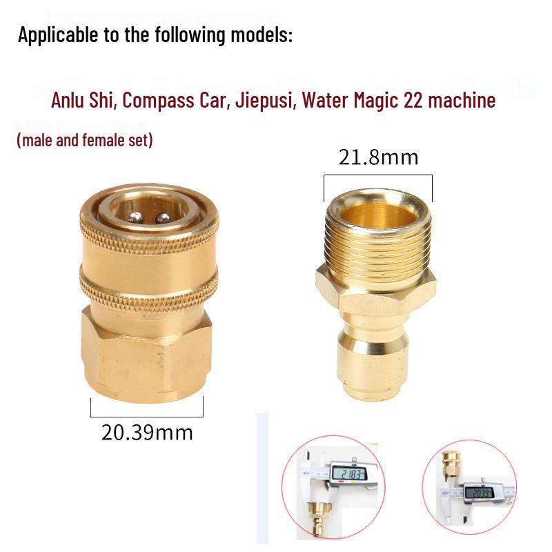 High-Pressure Water Gun Quick Connector for Car Washer, Pipe Cleaning Machine, Copper Accessories