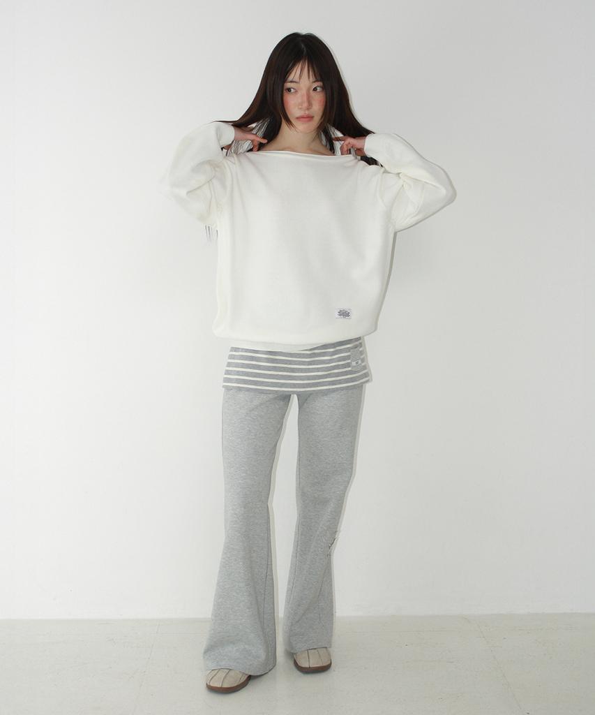 RONRON Heart Button Off Shoulder Knit Ivory