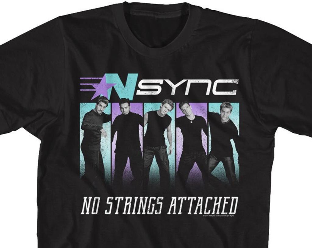 NSYNC No Strings Attached Purple and Blue Logo Black Shirts