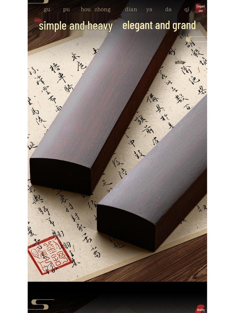 Black Catalpa Wood Paperweight Pair - Solid Wood Paper Holders with 30cm Ruler for Students and Beginners