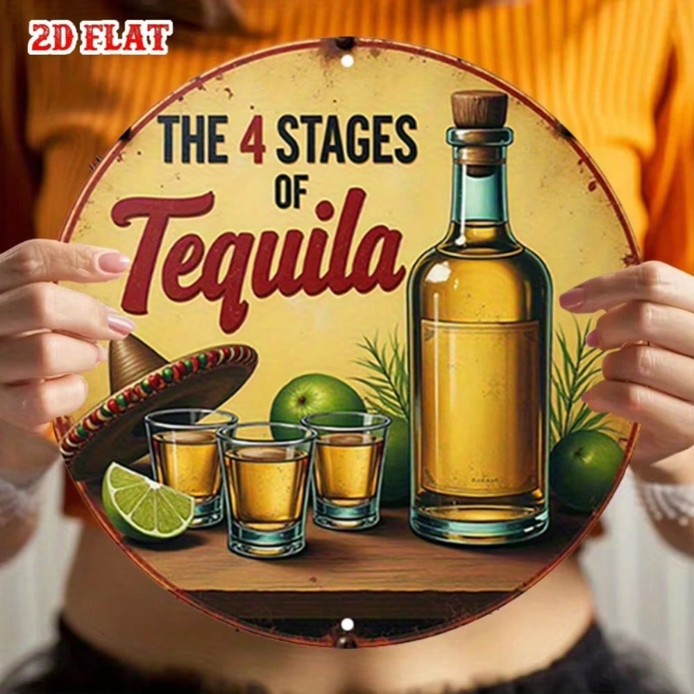 Vintage Tequila Bottle Metal Tin Sign Wall Art Rustic Home Decor Plaque