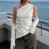 European and American slim fit and fashionable sexy temperament sloping shoulder sleeveless women's top