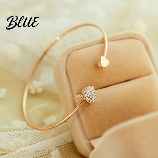 Adjustable Love Charm Bracelet Women Bracelet Opening Fit Lightweight Rhinestone