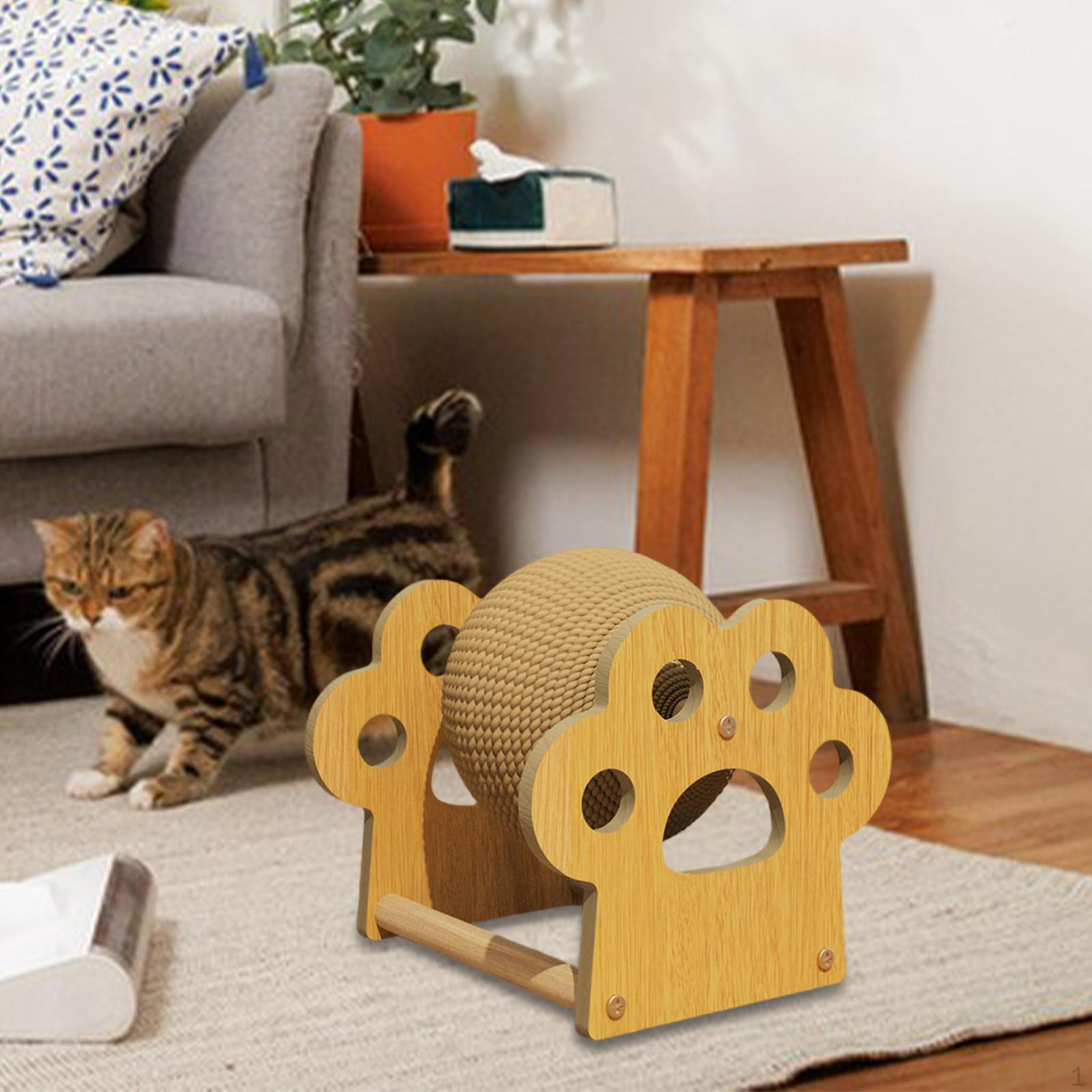 

Шар для царапания когтей, интерактивная игрушка, точилка для когтей, рама из массива дерева для маленьких, средних и больших кошек Paw Shape