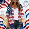 Women's Independence Day Print Cardigan, Loose-Fit Tunic, Casual Shirt