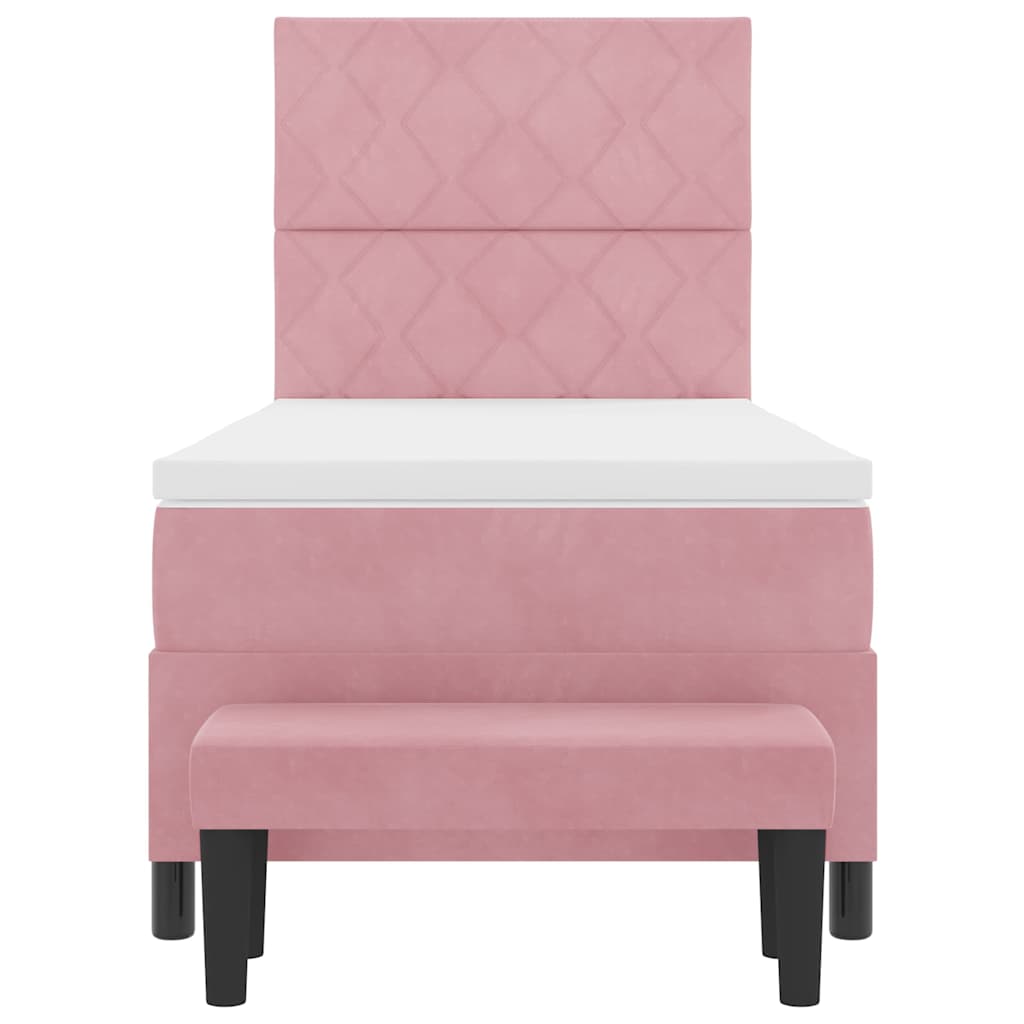 Box spring bed with pillows and headboard pink 200 x 100 cm velvet