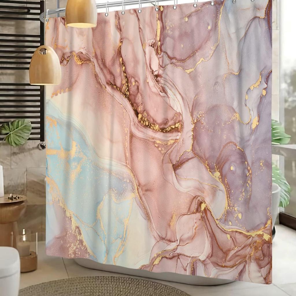 pink marble shower curtain modern elegant abstract colorful bathroom decorative waterproof fabric shower curtain with hook