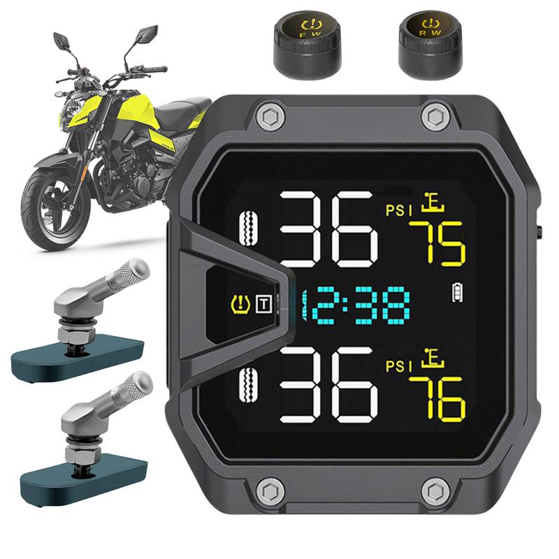Alarm tlaku a teploty pneumatik motocyklu se 2 senzory Bezdrátový systém monitorování tlaku v pneumatikách pro dvoukolová vozidla