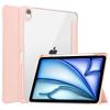 For iPad Air 11 (2025)/(2024) Clear Case PU Leather Auto Wake Sleep Protective Cover with Pen Slot