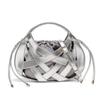 Woven Mini Tote Bag Women Structured Oval Crossbody With Drawstring PU Leather Retro Chic Everyday Shoulder