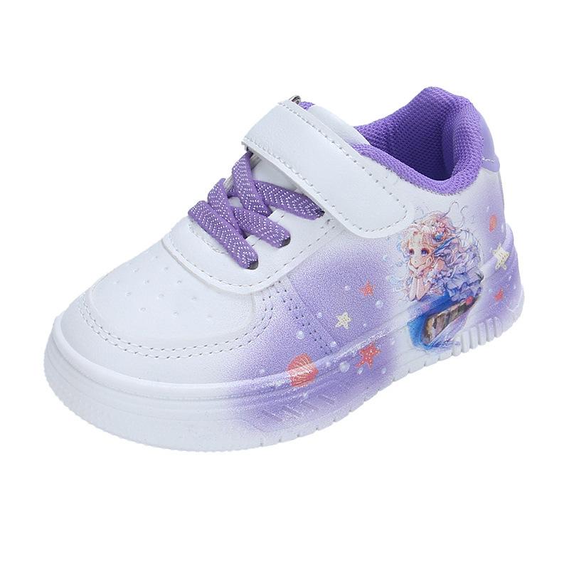 Girls Sports Shoes Children's Casual Shoes 2025 Spring and Autumn New Children's Cartoon Soft Baseplate Shoes Versatile White Shoes