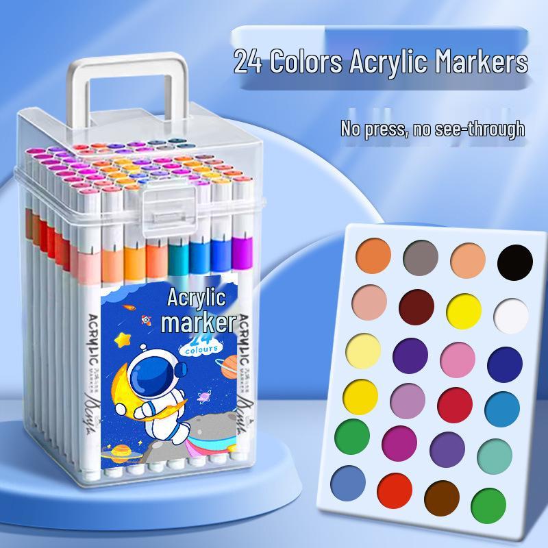 36-Color Waterproof & Washable Acrylic Marker Pens for Elementary Students: Opaque, Stackable, and Ideal for Children's Art Projects