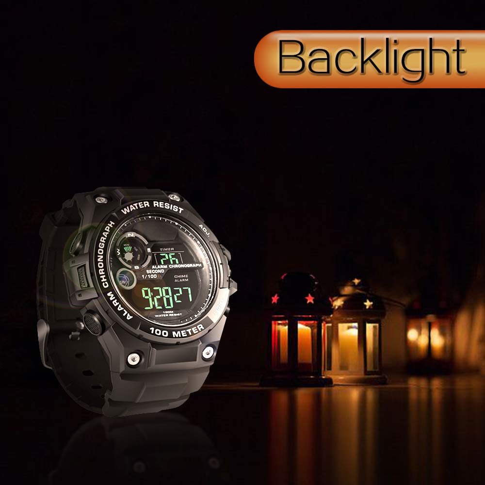 100m Underwater Scuba Diving Watch for Men and Men with Stopwatch, Chronograph, Alarm, Dual Time Zone, 12/24 Hour Format