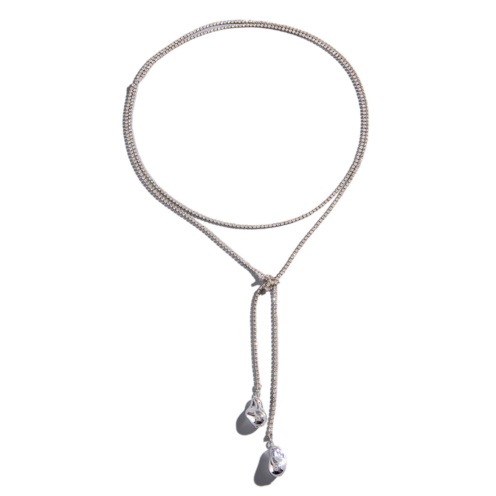 

Длинное многослойное ожерелье из стразов для женщин, элегантная многоярусная цепочка, ювелирное изделие с кристальным аксессуаром для повседневной носки