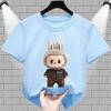 2025 Popular Children's Clothing Short Sleeved LABUBU Adventure Outfit Pattern Round Neck T-shirt Cartoon Style Girl's Top