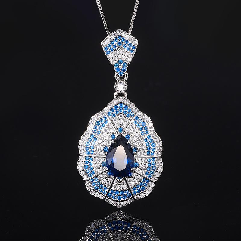 Jewelry Set Necklace Pendant Sapphire Earrings Baroque Vintage Earrings Earrings