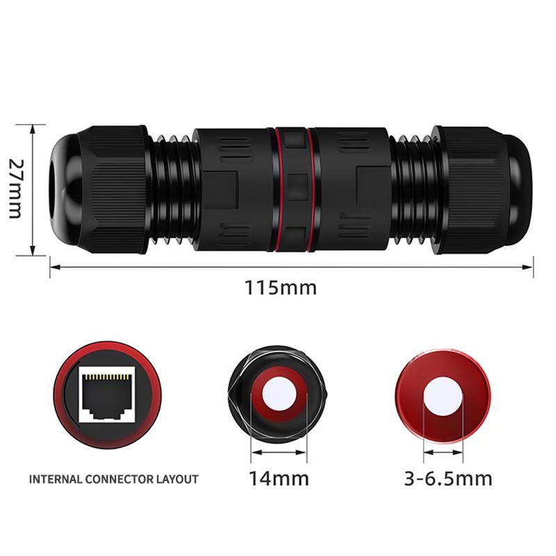Outdoor Waterproof 10Gbps Cat6A Shielded Lightning Protection Ethernet Coupler, IP68 Surge Proof Network Extender for Monitoring