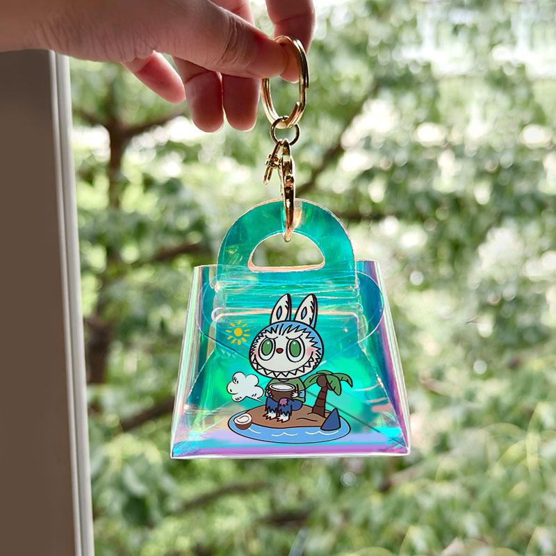Labubu New Ins Girl Transparent Laser Change Bag Student Mini Coin Key Chain Bag