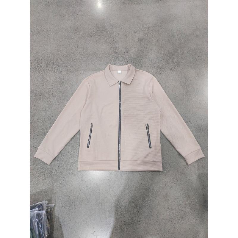 Men S Loose Fit Lapel Zip Pocket Waffle Knit Jacket