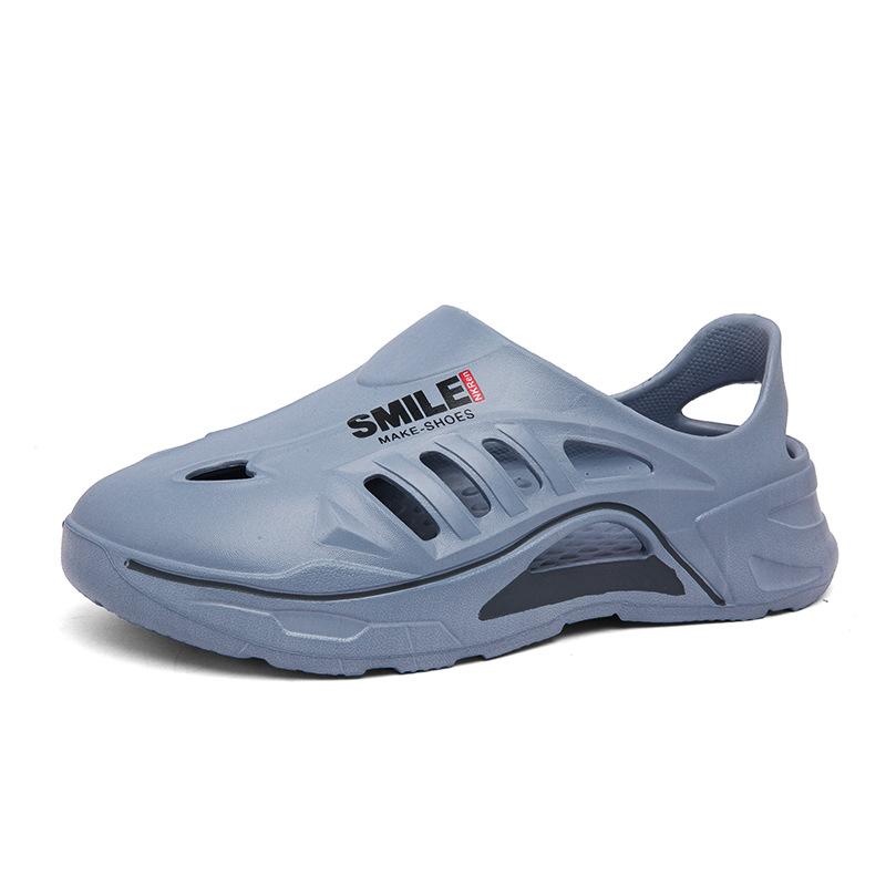 

Douyin Internet celebrity bag head cool slippers large size fashionable thick-soled hole shoes summer wear trend beach slippers 45 сірий колір