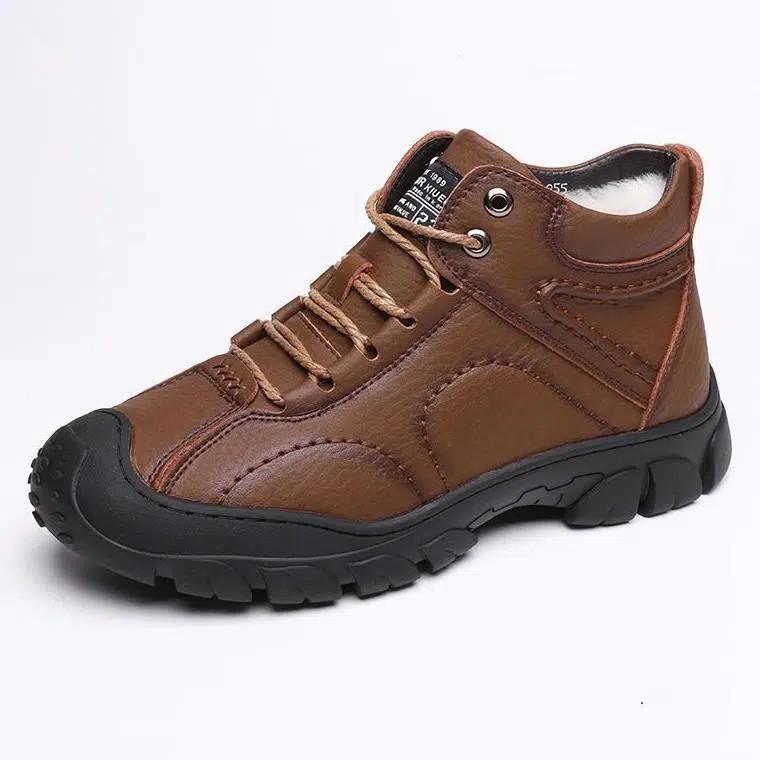 Men's High-Top Waterproof Cotton Sneakers with Warm Velvet Lining for Winter Outdoor Use