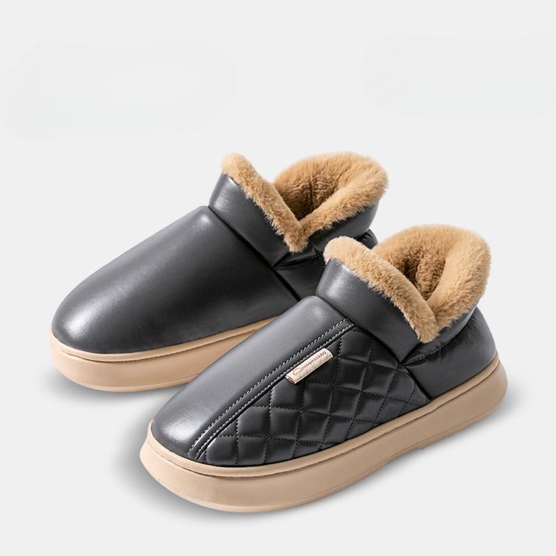 Мужская хлопковая обувь для зимы домашняя утепленная и плюшевая с высоким верхом хлопковые тапочки для мужской верхней одежды зимой 40-41 серый 2269₽