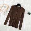 A Long-sleeved, Button-down V-neck Knitted Base Layer with A Stylish, Slimming Top