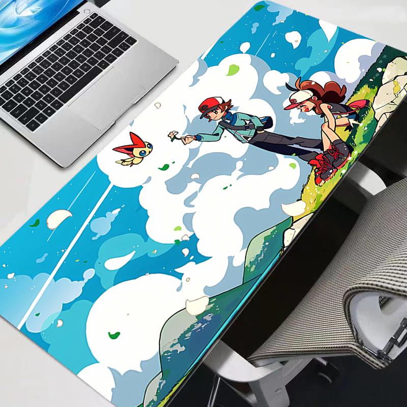 Large Mouse Pad durable Carpet Laptop Pc Pokemon Pikachu Gamer Keyboard Mat XXL Mousepad Edge White Tassel Rubber Table Mat