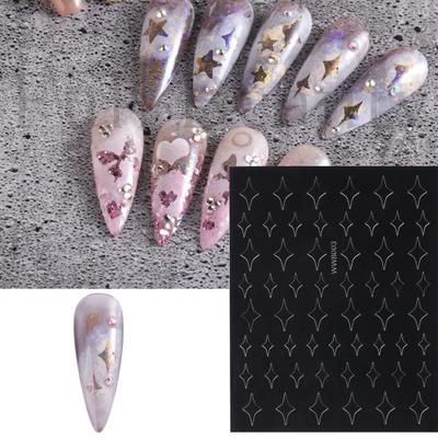 2 Pezzi Adesivi per Unghie Favolosi Fai da Te Eco-Friendly Manicure Francese Farfalla Stella Cuore Linea Adesivo per Unghie