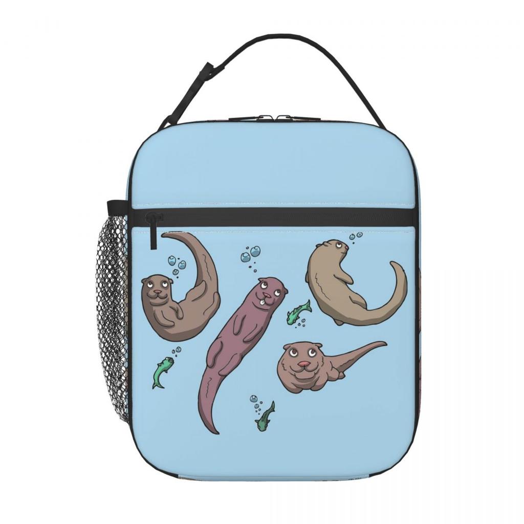 Süßer Otter im Wasser Muster Isolierte Lunchtasche für Damen Büro Kühlertasche Thermische Lebensmittelbox Tragbare Lunchboxen Behälter