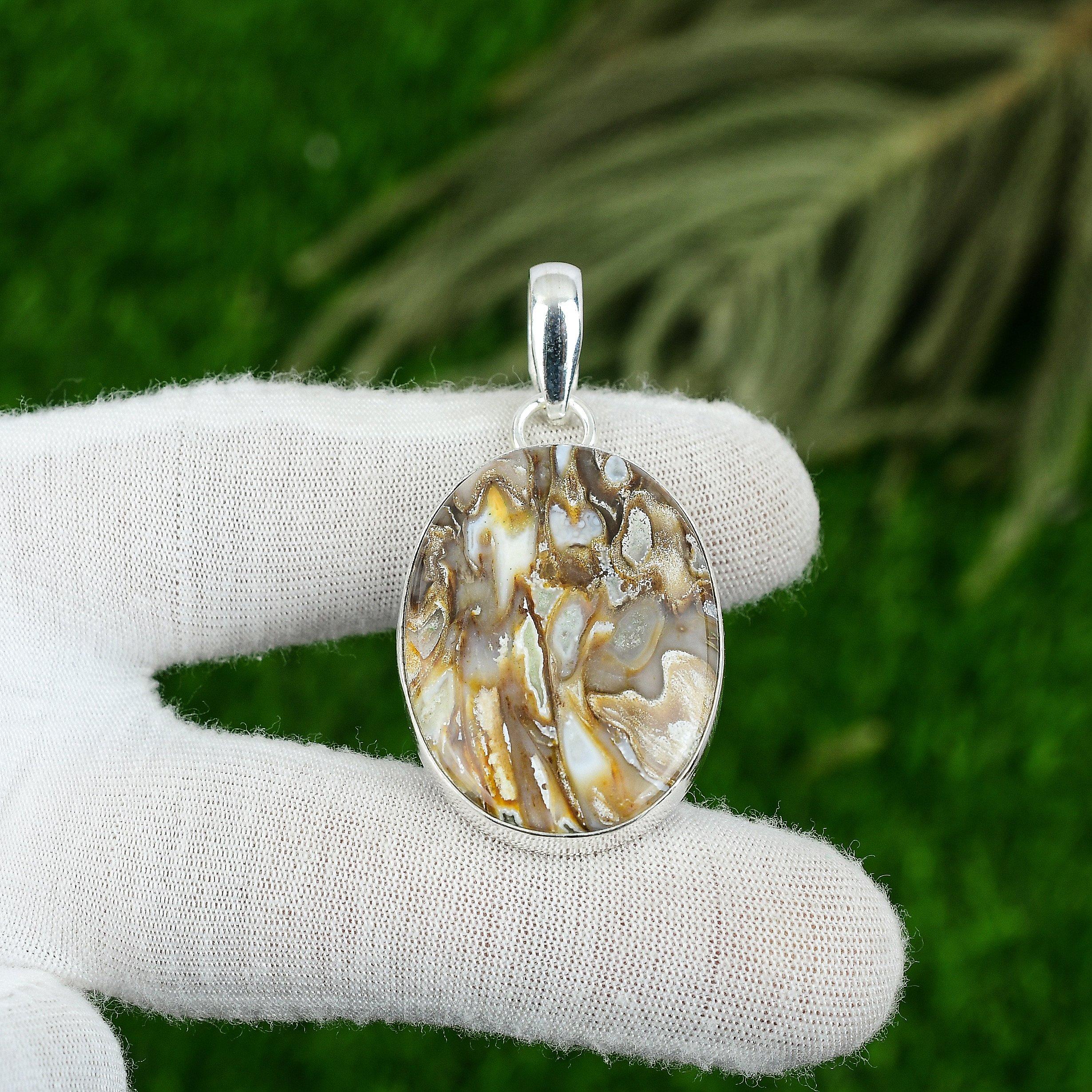 Mothers day Deal Natural Peanut Wood Jasper 925 Sterling Silver Bezel Pendant