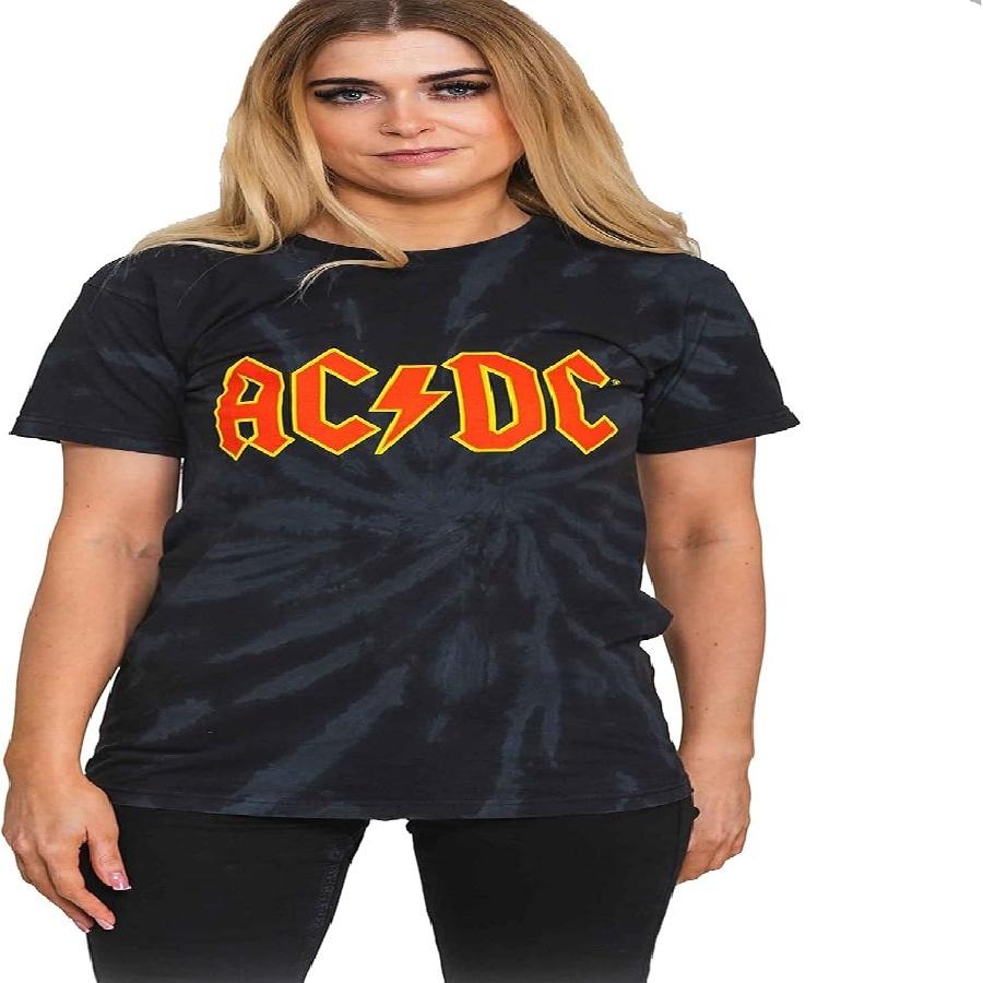 Ac_Dc T Shirt Classic Band Logo Official Dip Dye On Black Unisex Size M S