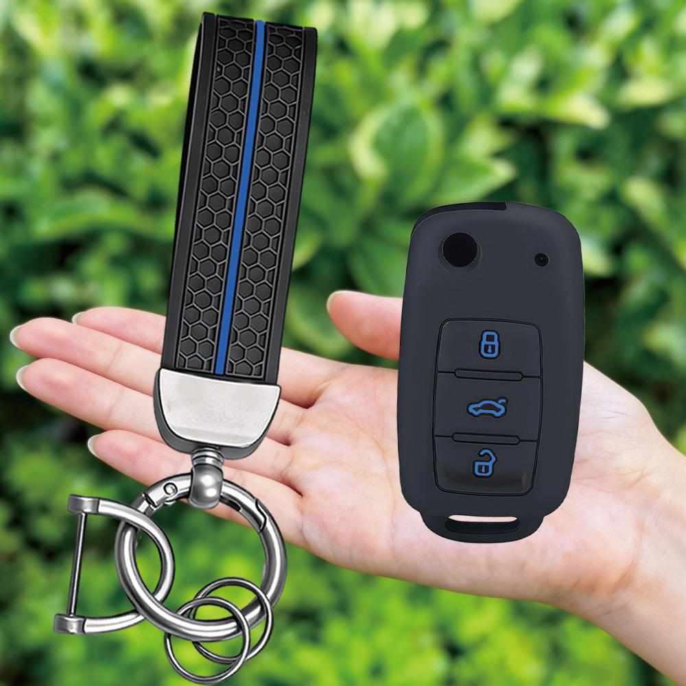 Keychain Silicone Car Key Case Cover For VW UP Polo Golf 6 Passat B5 Touran Caravelle Jetta Caddy Touareg Skoda Fabia Octavia A5