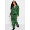 Navy Blue Patterned Knitted Pajama Set Tbbaw24ai00002