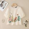 ZANZEA Women Casual Round Neck Half Sleeve Loose Floral Blouse