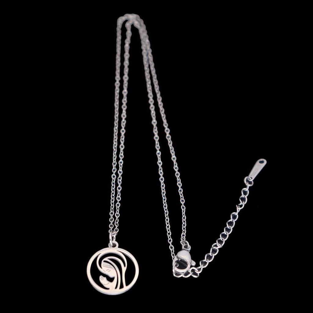 Trendy Stainless Steel Hollow Round Pendant Necklace for Women - Versatile Clavicle Chain Jewelry