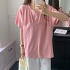 New Arrivals Open Run Women Summer Round T shirT Pink Big Size