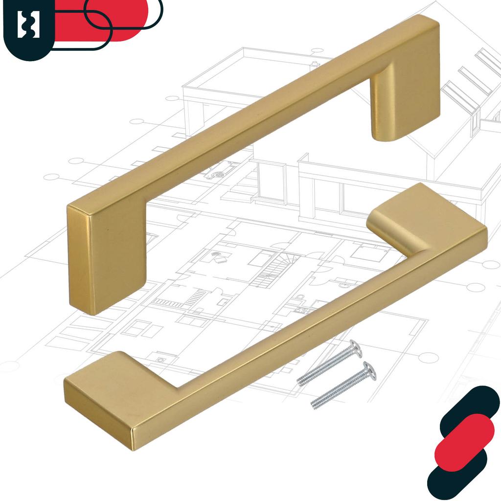 KOTARBAU® Kitchen Furniture Handle Classic Modern Oblong Long Matte Gold 126 MM Spacing 96 MM Set of 10