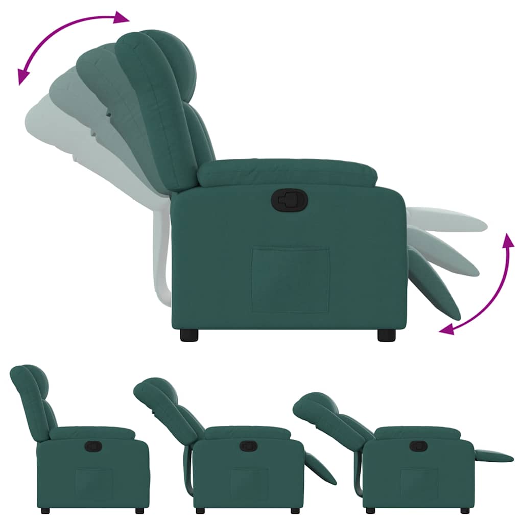 Vidaxl Foldable Armchair, Dark Green, Fabric Upholstered