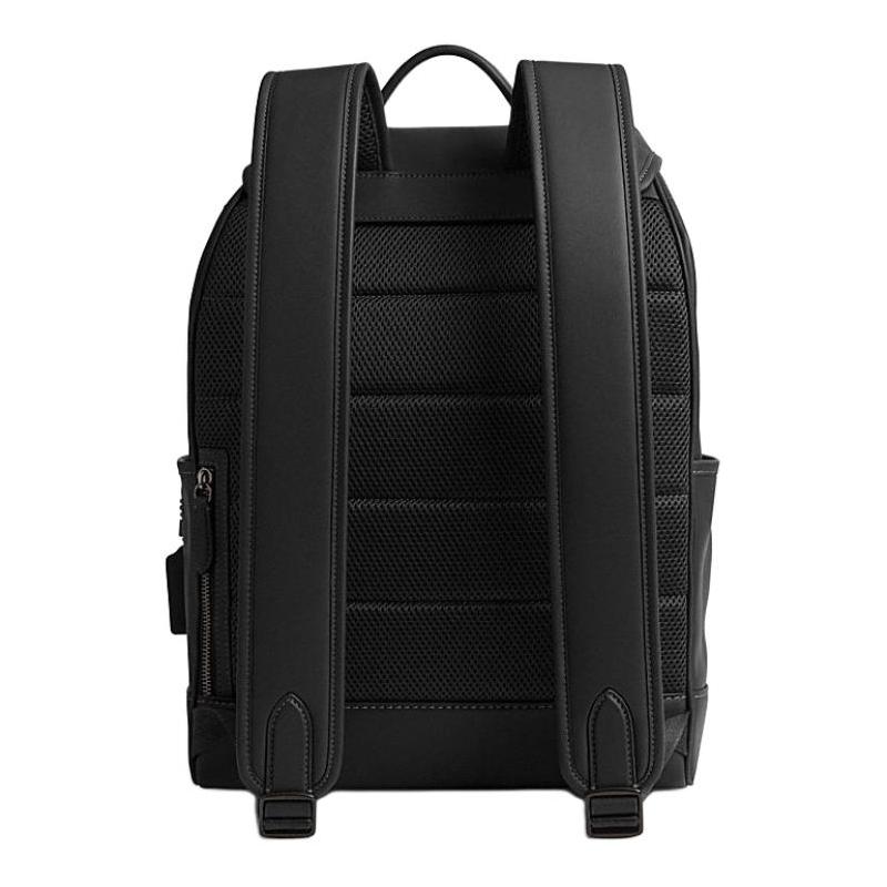 COACH League 29 Drawstring and Quick Buckle Closure Leather Backpack Large Men's Black