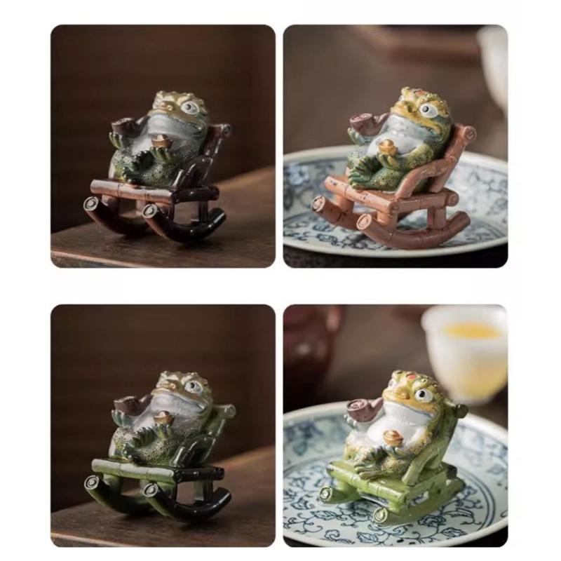 Resins Rocking Chair Frogs Teas Pet With Exquisites Craftsmanship Temperature Sensitive Color Changing For Home Decors