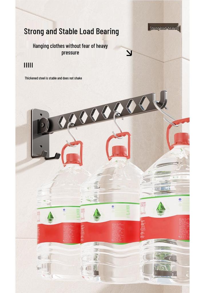 No-Drill Invisible Wall-Mounted Clothes Drying Rack - Stainless Steel for Balcony or Bathroom