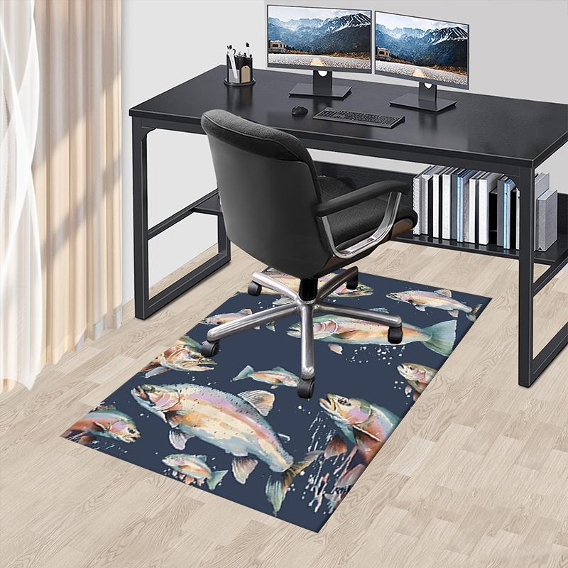 Rainbow Trout Chair Mat: Office Carpet for Home Decor, Sofa Rug, Large Floor Mat, Gift for Office and Living Room