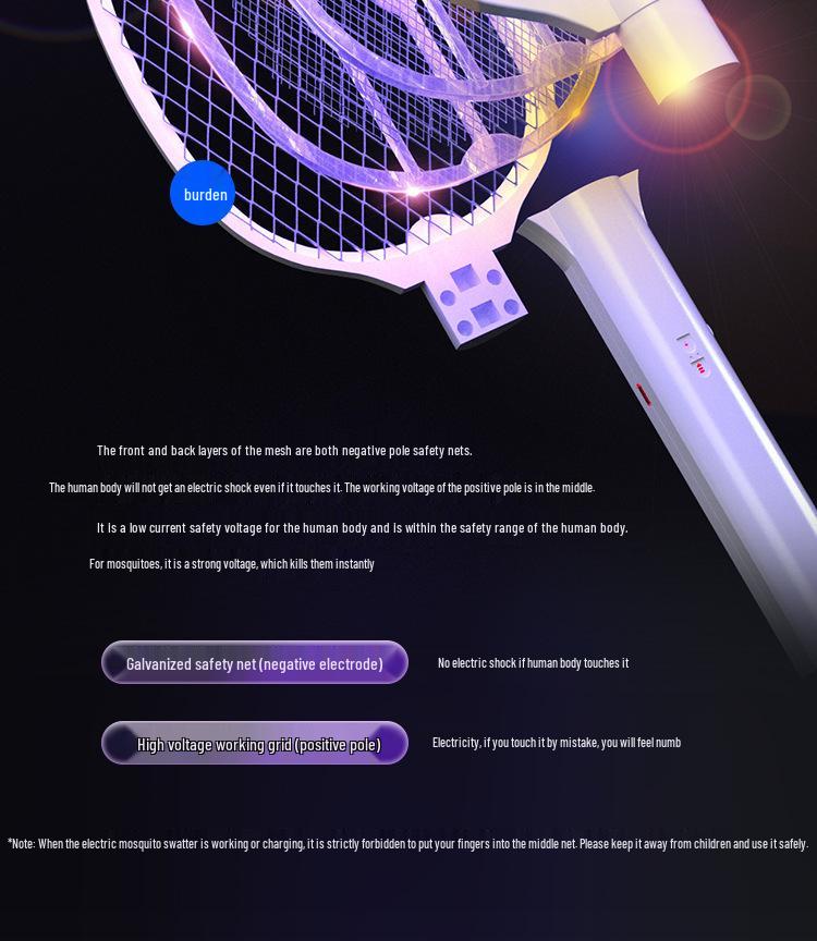 Electric Mosquito Swatter: Folding, Handheld, Rechargeable with Automatic Luring and Killing Lamp