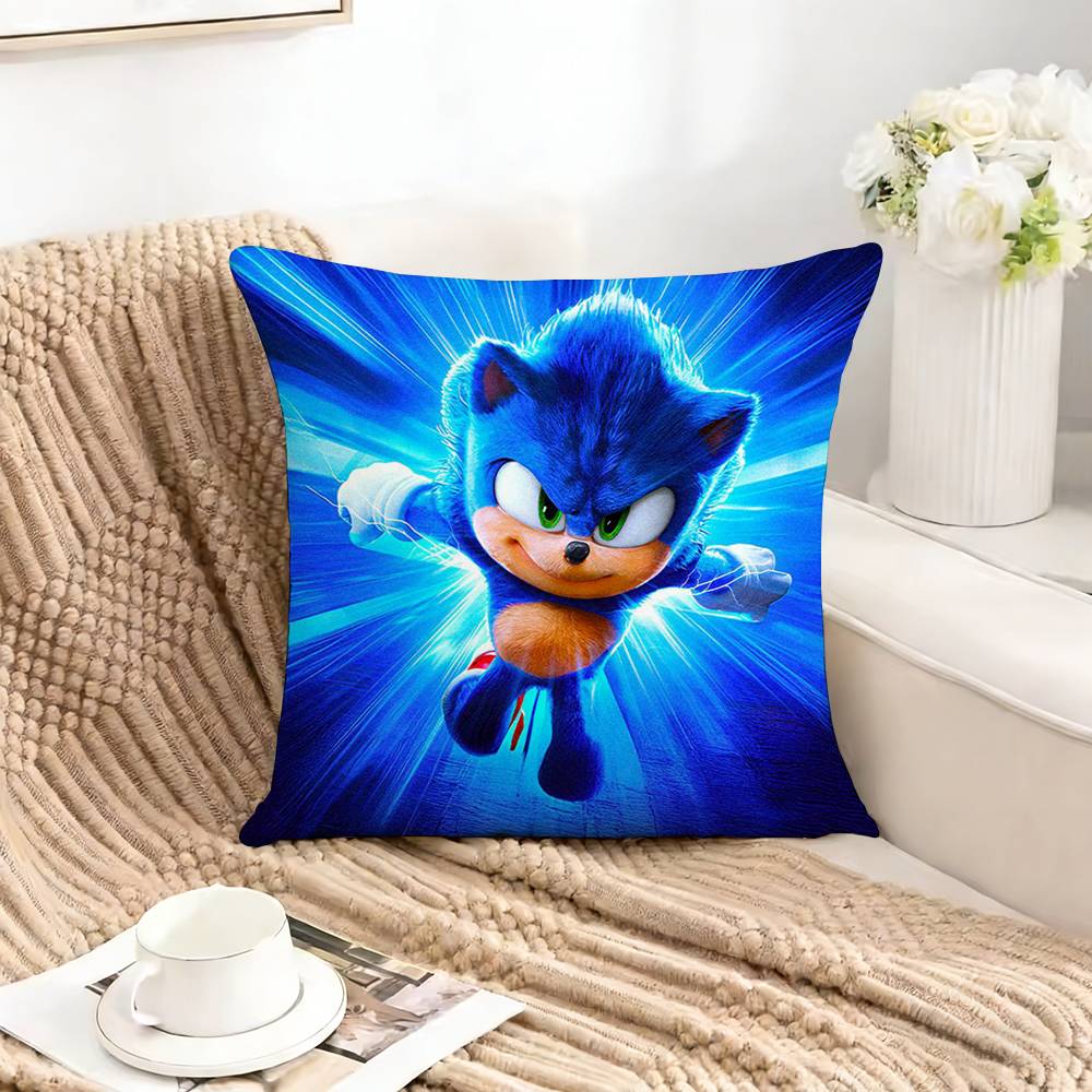Cool SSonics HHedgehog Pillow Case Square DoubleSided Sofa Cushion Cover Bedroom Bedside Pillow