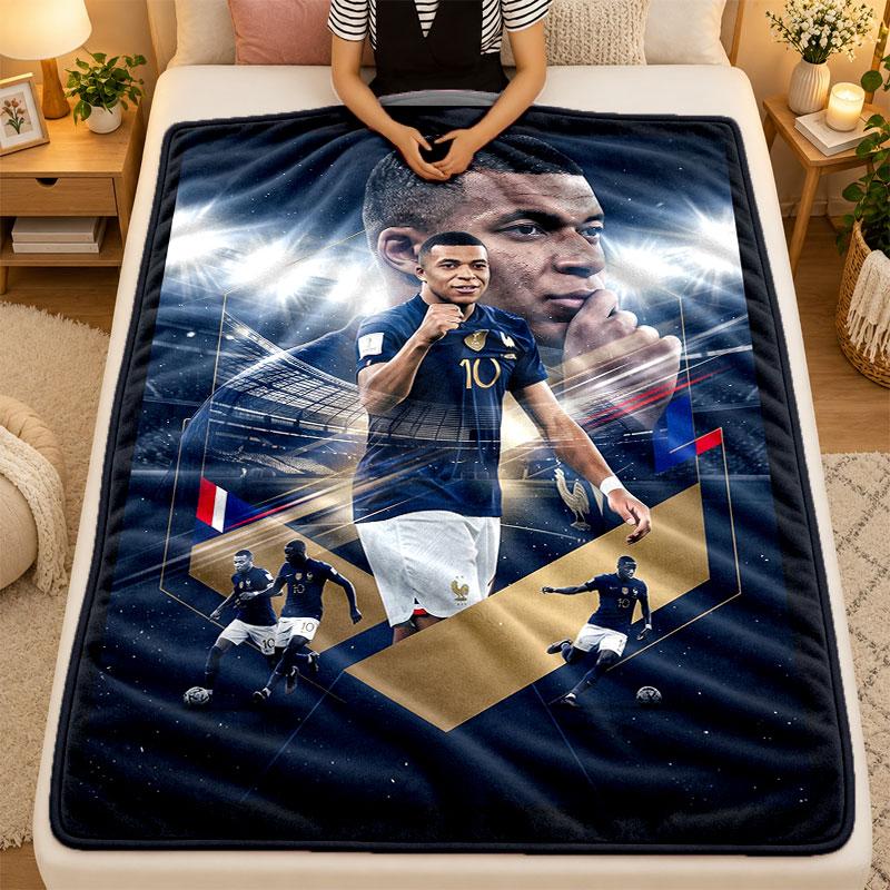Flannel BlanketKylian Mbappe Warm Soft Throw Blanket for Indoor Sofa Bed Living Room Use