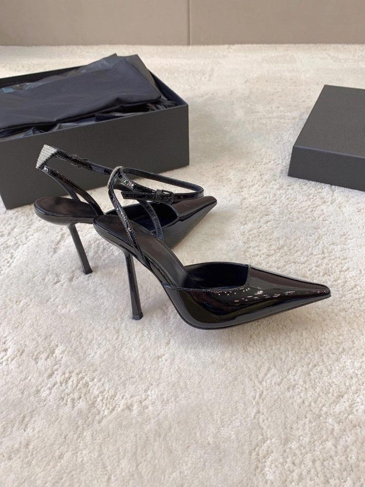 

Модные женские туфли на высоком каблуке 2025 весна новинка в стиле ночного клуба сексуальные со стразами лакированная кожа черные тонкие каблуки с ремешком на одно плечо 40