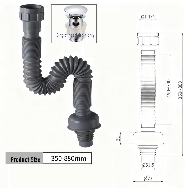 Stainless Steel Anti-Odor Pop-Up Basin Drain with Connector